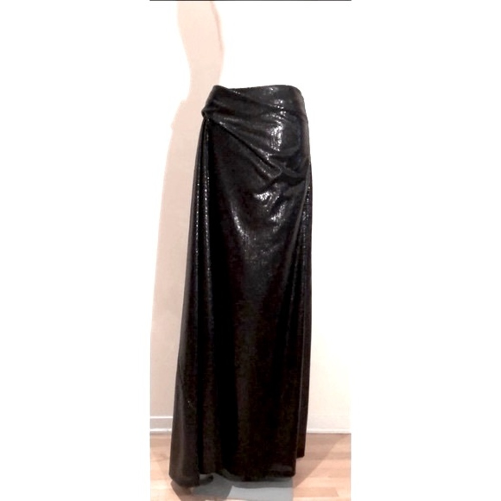 Acqua Studio Sequins Maxi Skirt Draped Flowy Black Shiny Sparkly Size 4